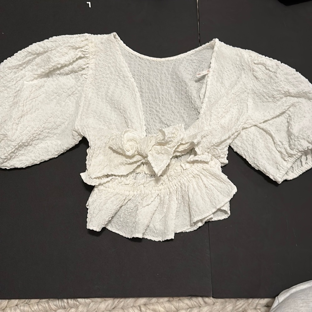 FREE PEOPLE white front tie top